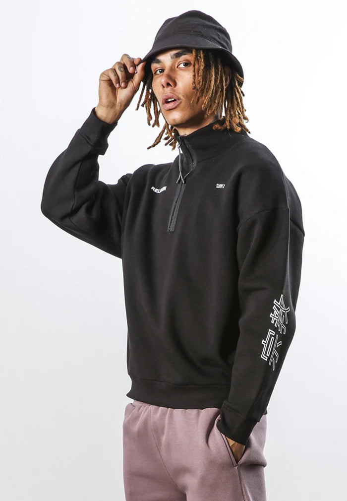Religion NEON RELAXED HALF ZIP BLACK unisex