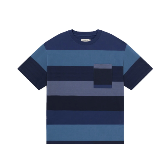Camiseta rayas azules multicolor Aaron