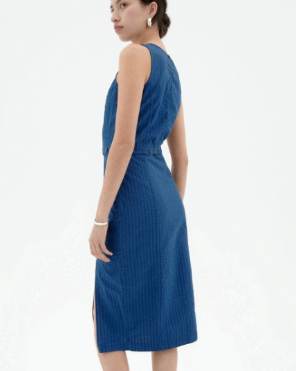 Vestido azul seersucker Wila
