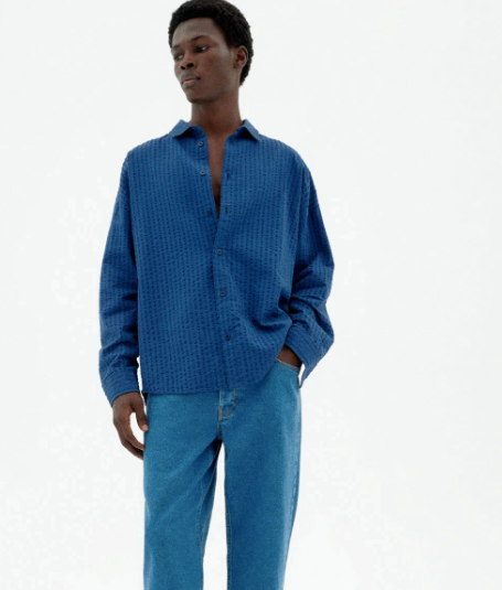 Camisa azul seersucker Haru