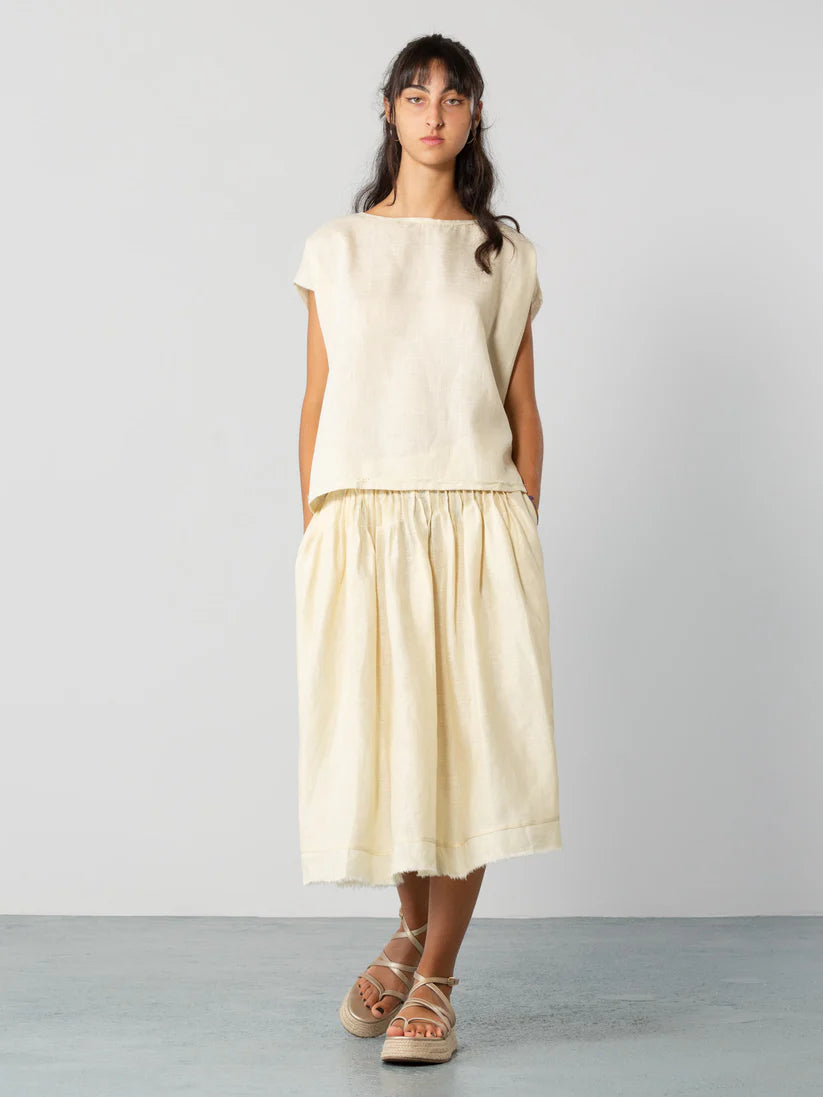 Falda midi lino