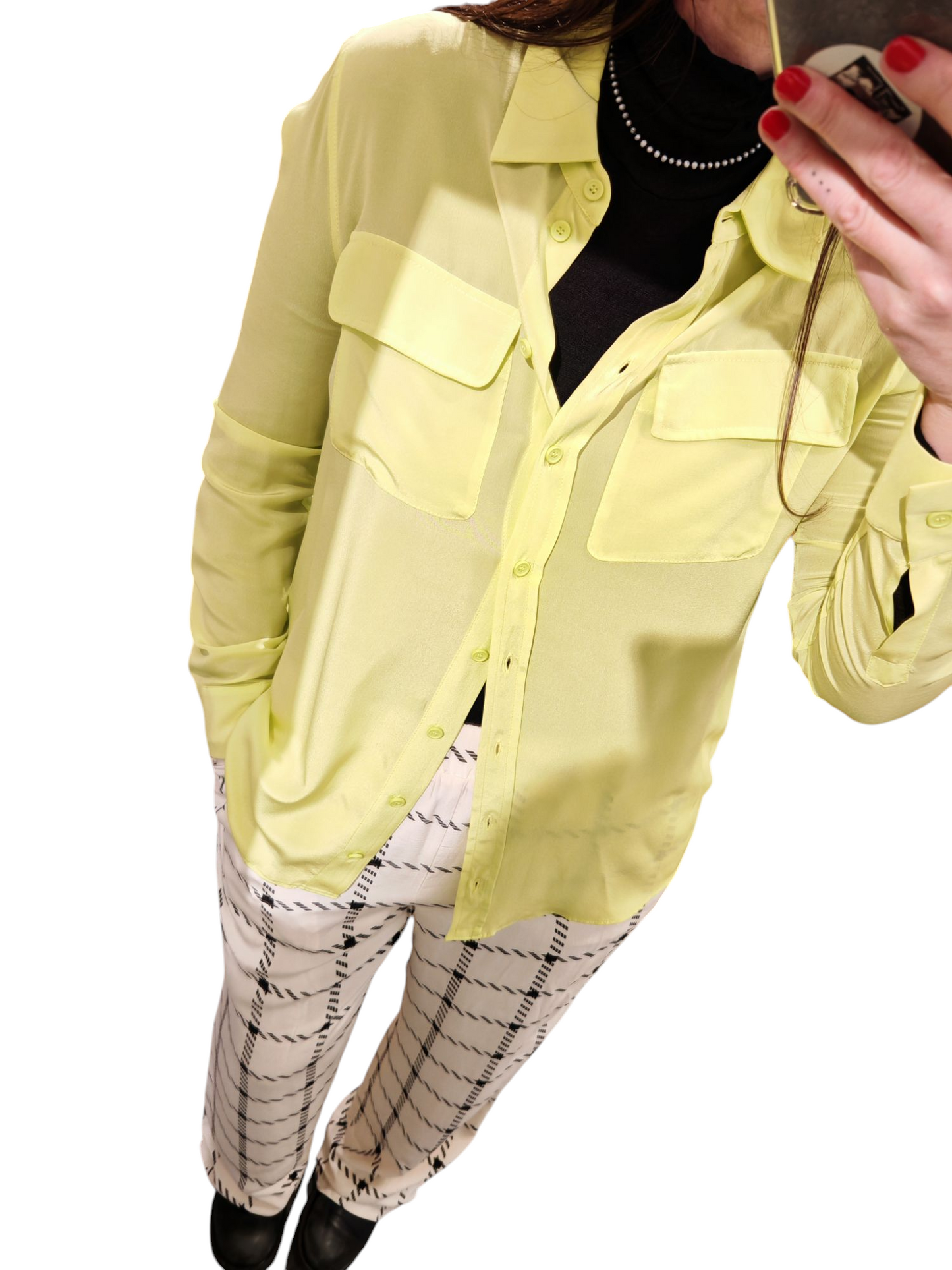 Blusa seda verde flúor