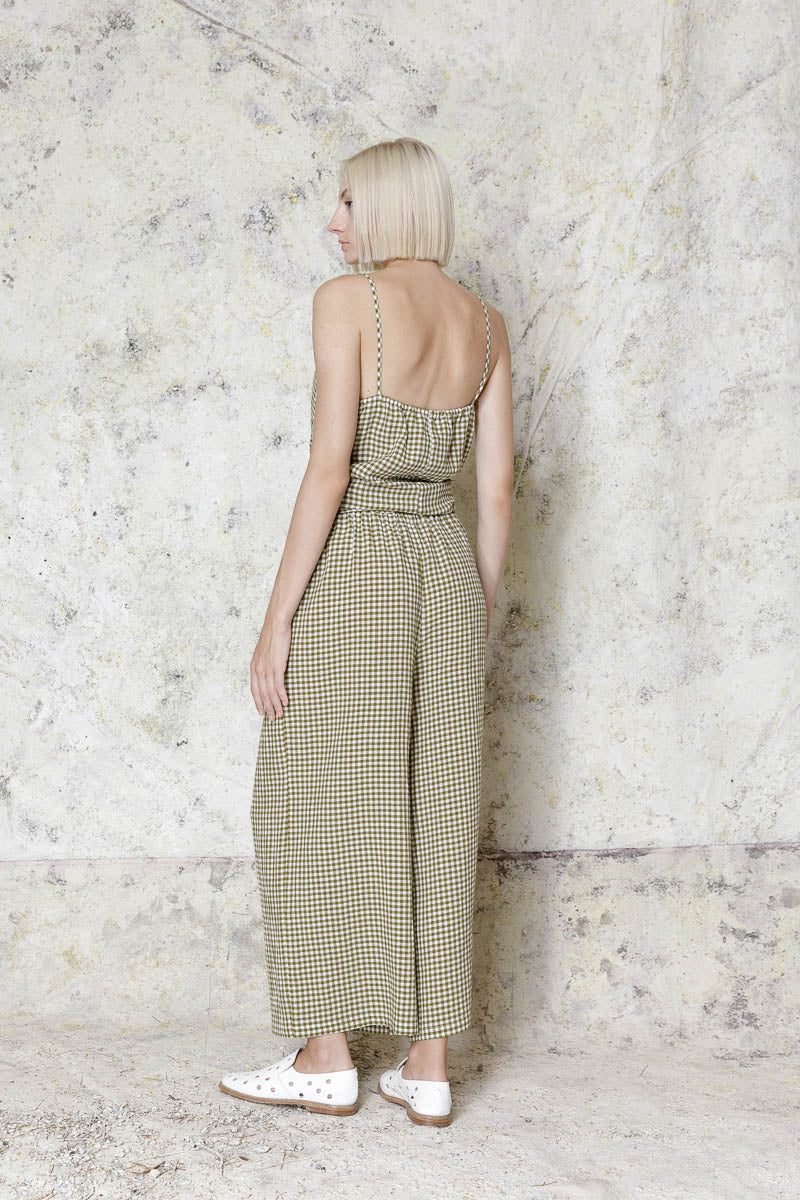 Pantalon cuadro vichy verde