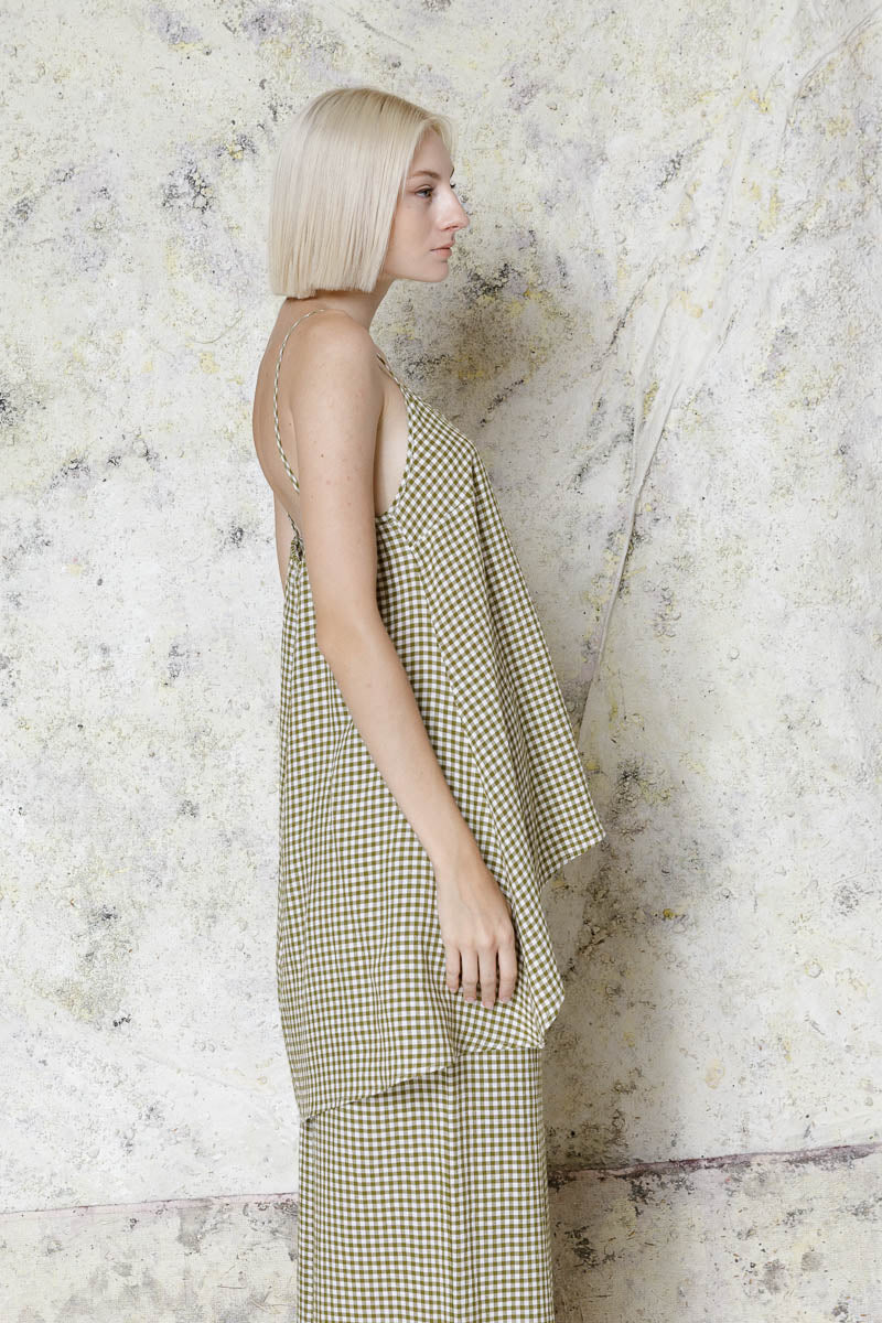 top cuadro vichy verde