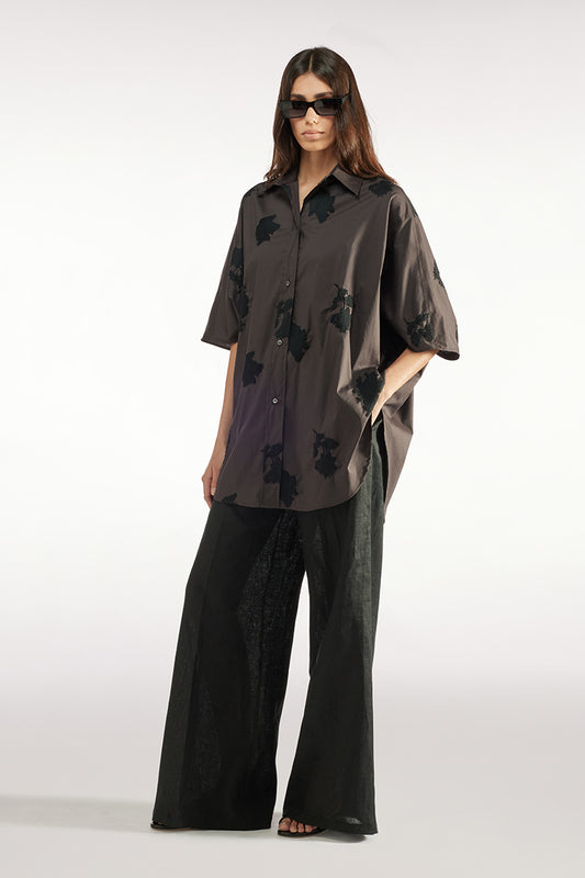 camisa oversize floral