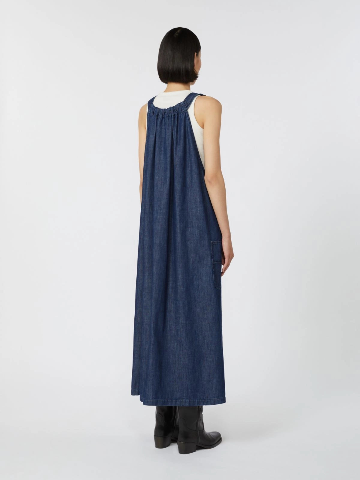 Vestido vaquero estilo peto - AZUL MARINO