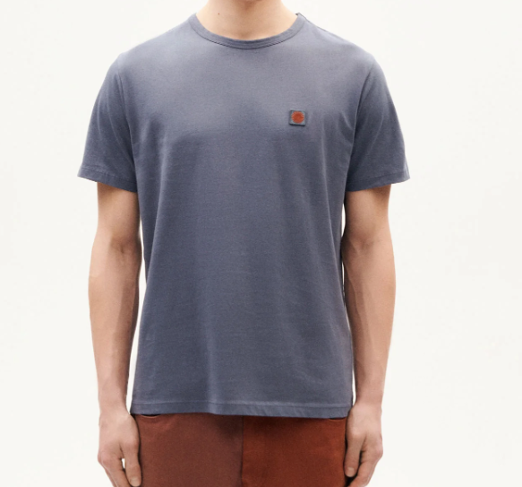 Camiseta azul Sol espalda marrón