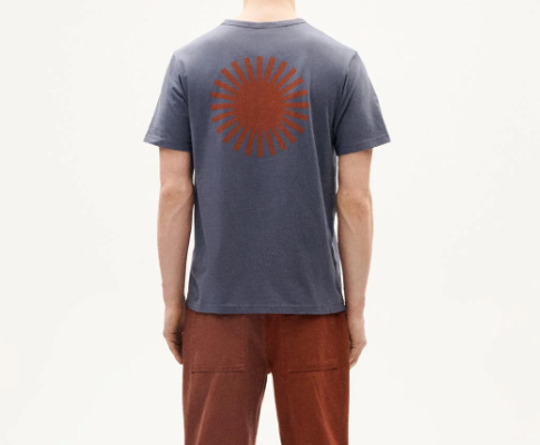 Camiseta azul Sol espalda marrón