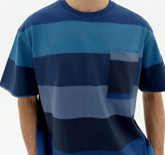 Camiseta rayas azules multicolor Aaron