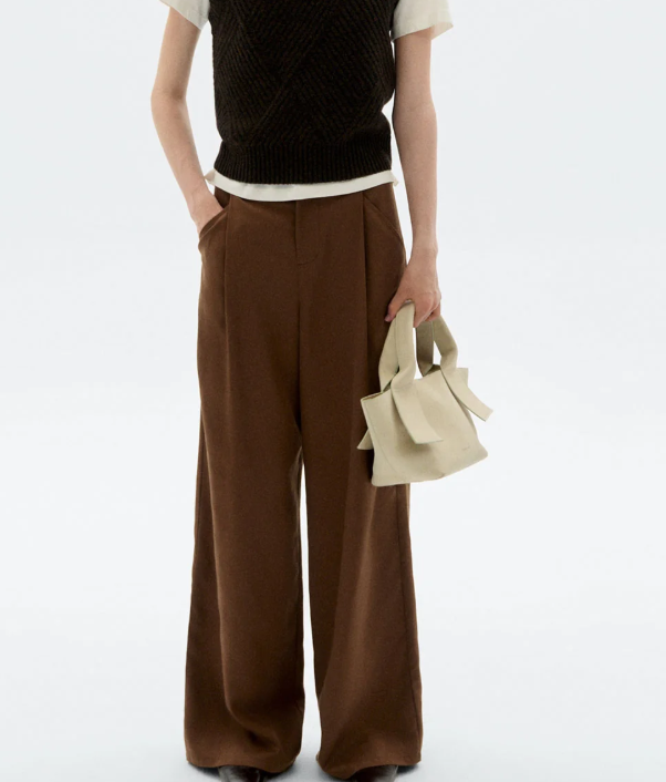 Pantalón wide leg pinza marrón Molly