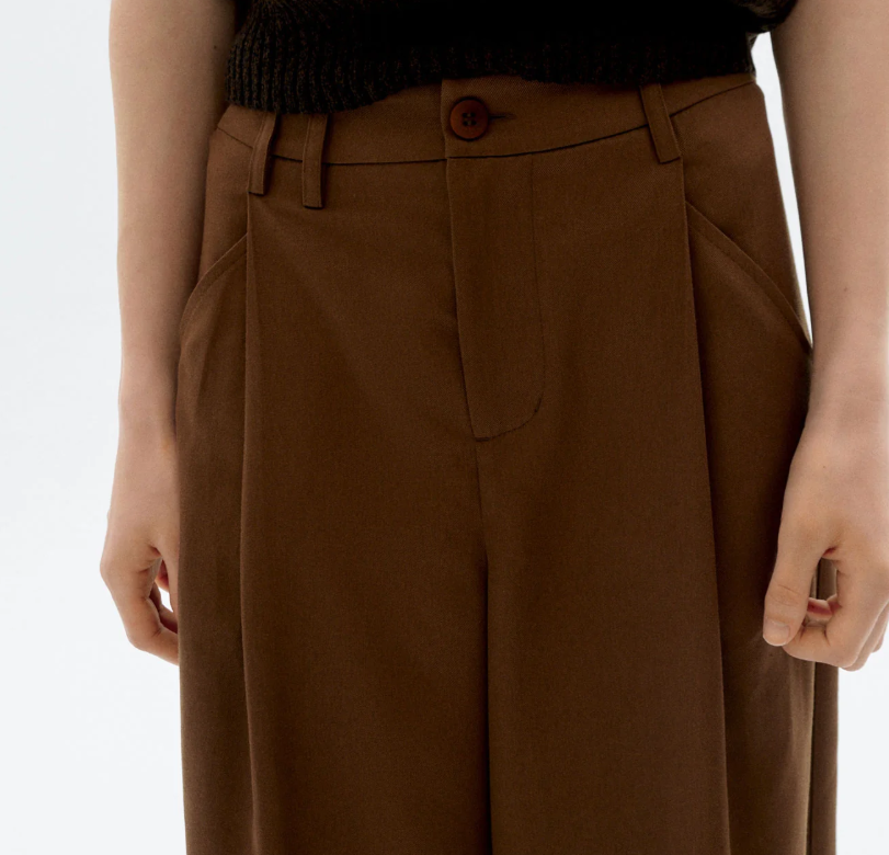 Pantalón wide leg pinza marrón Molly