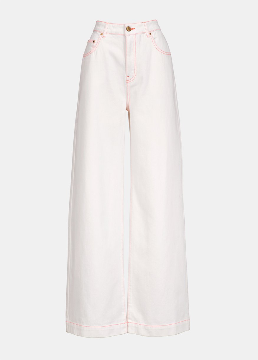 Essentiel Artwerp Pantalón Blanco Flojo Wide-Leg Jeans DEIMOTIV