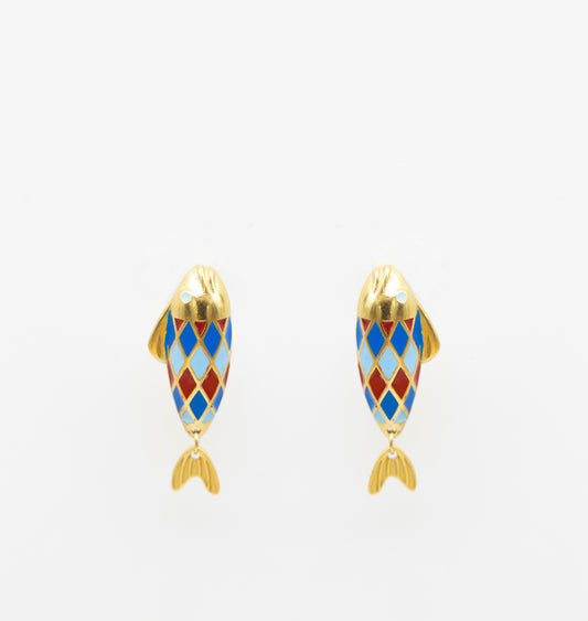 Lausett pendientes Pez joya azul