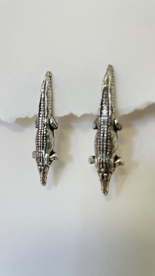 Solo Atame pendientes Cocodrilos plata