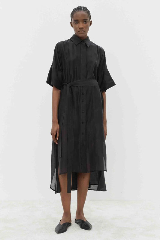 Vestido camisero largo midi
