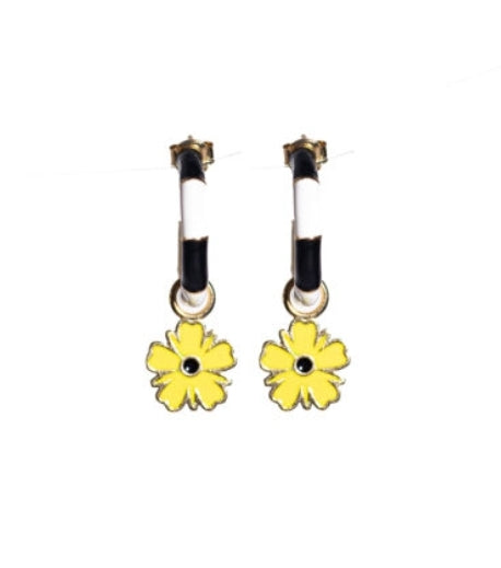Pendientes Aros B/N + Flor Lima (Par) DEIMOTIV
