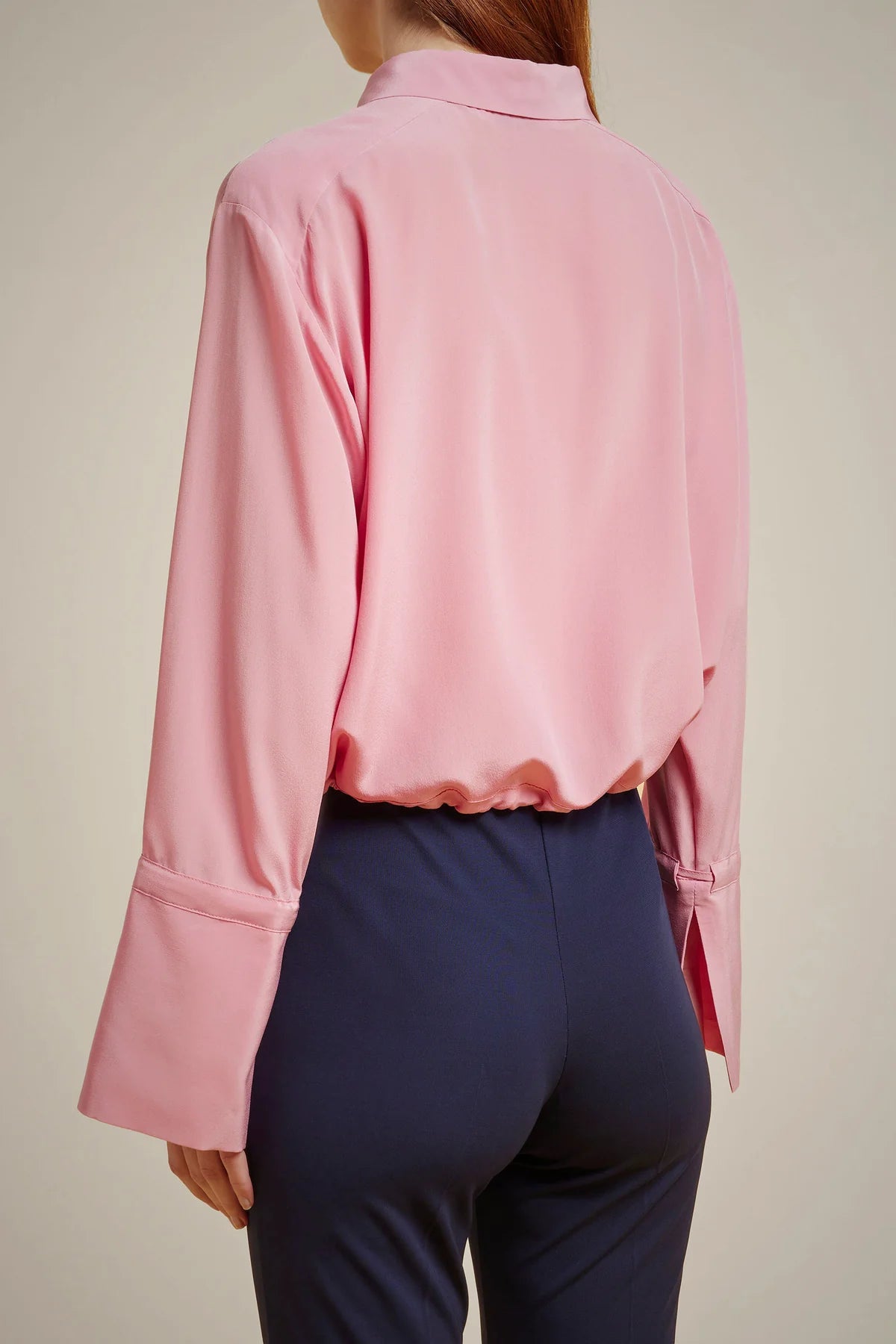 blusa rosa seda