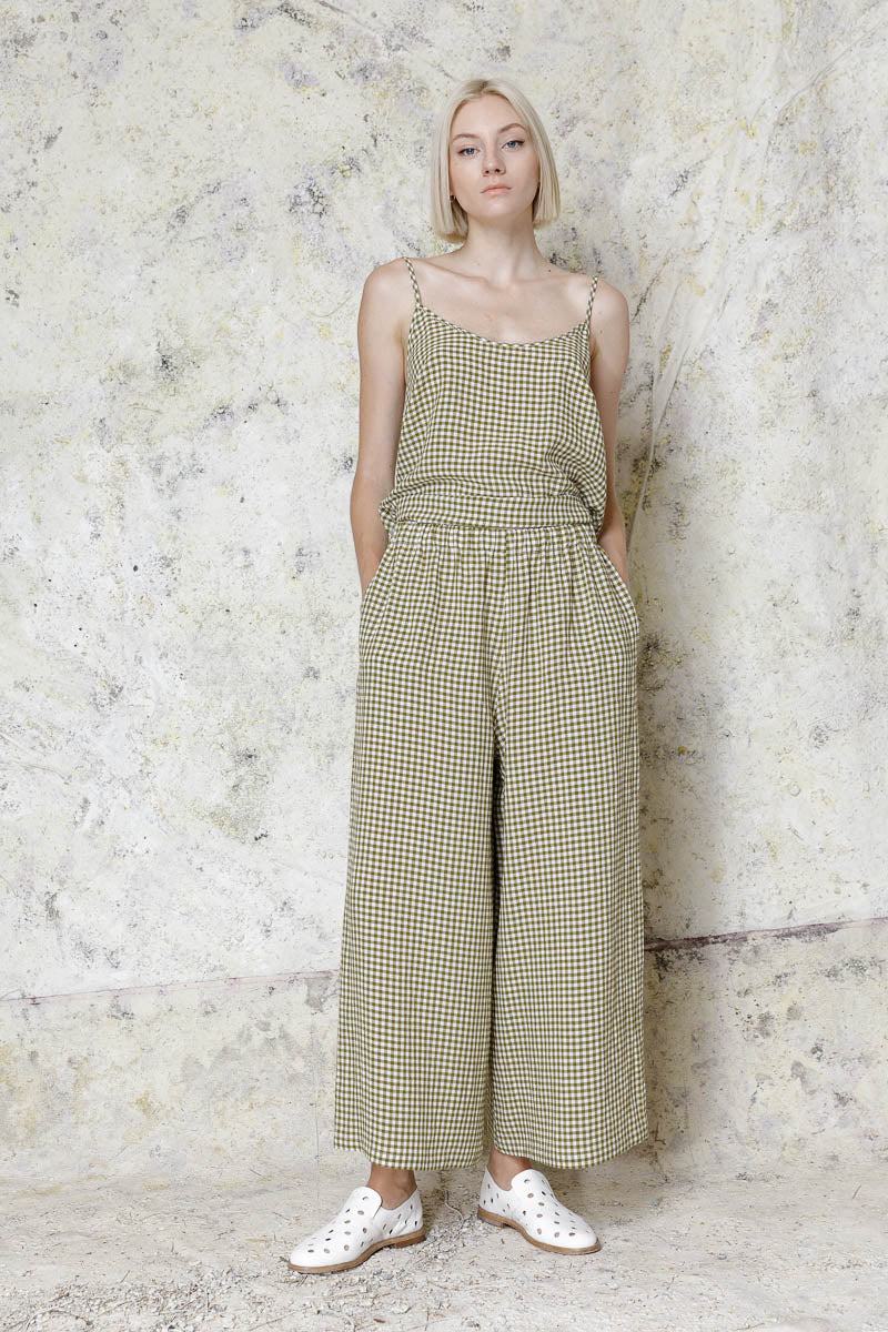 Pantalon cuadro vichy verde