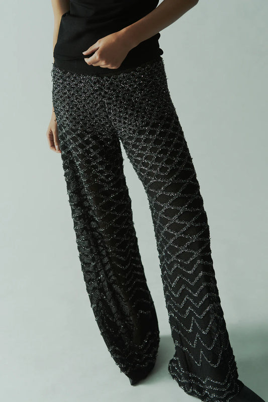 PANTALONE WIDE LEG PAILLETTES