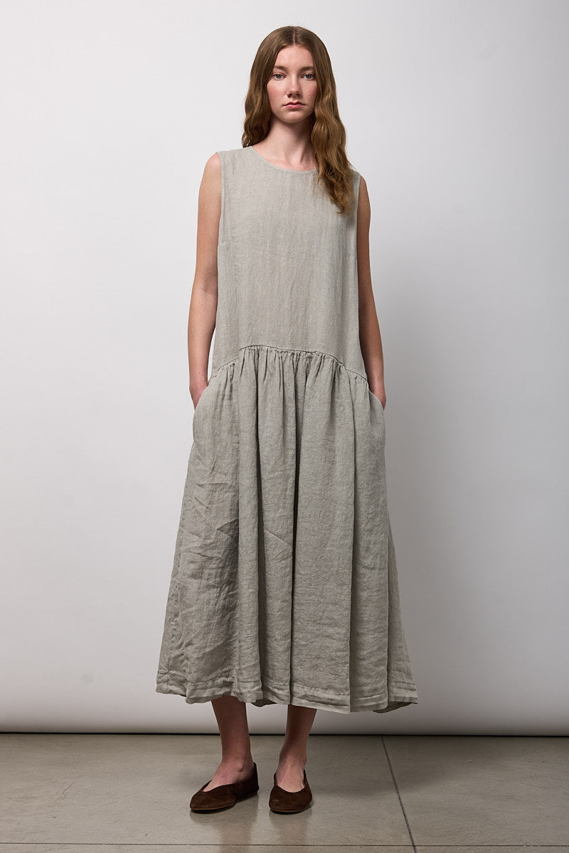 vestido gris lino