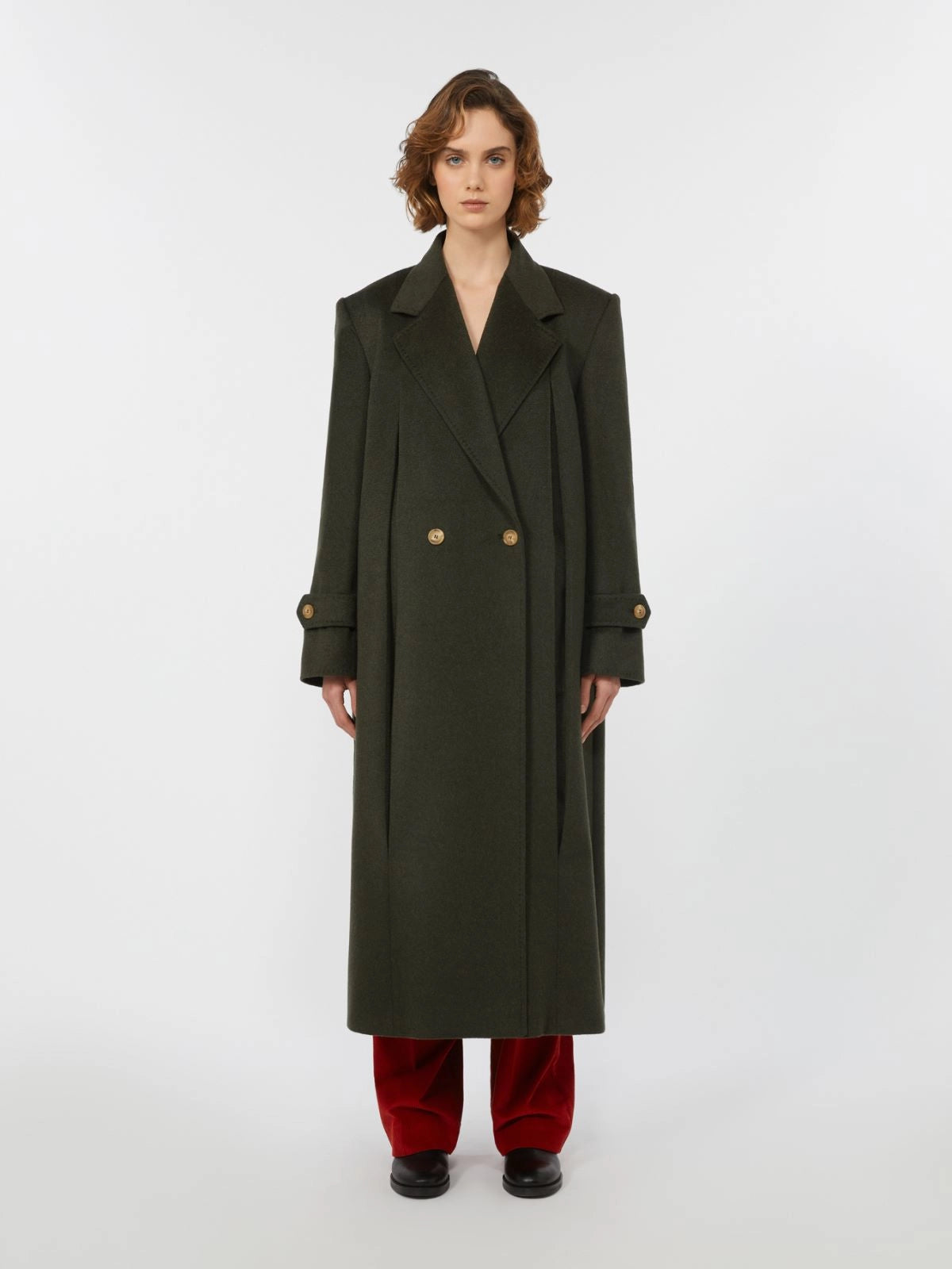 Wool broadcloth coat - DARK GREEN