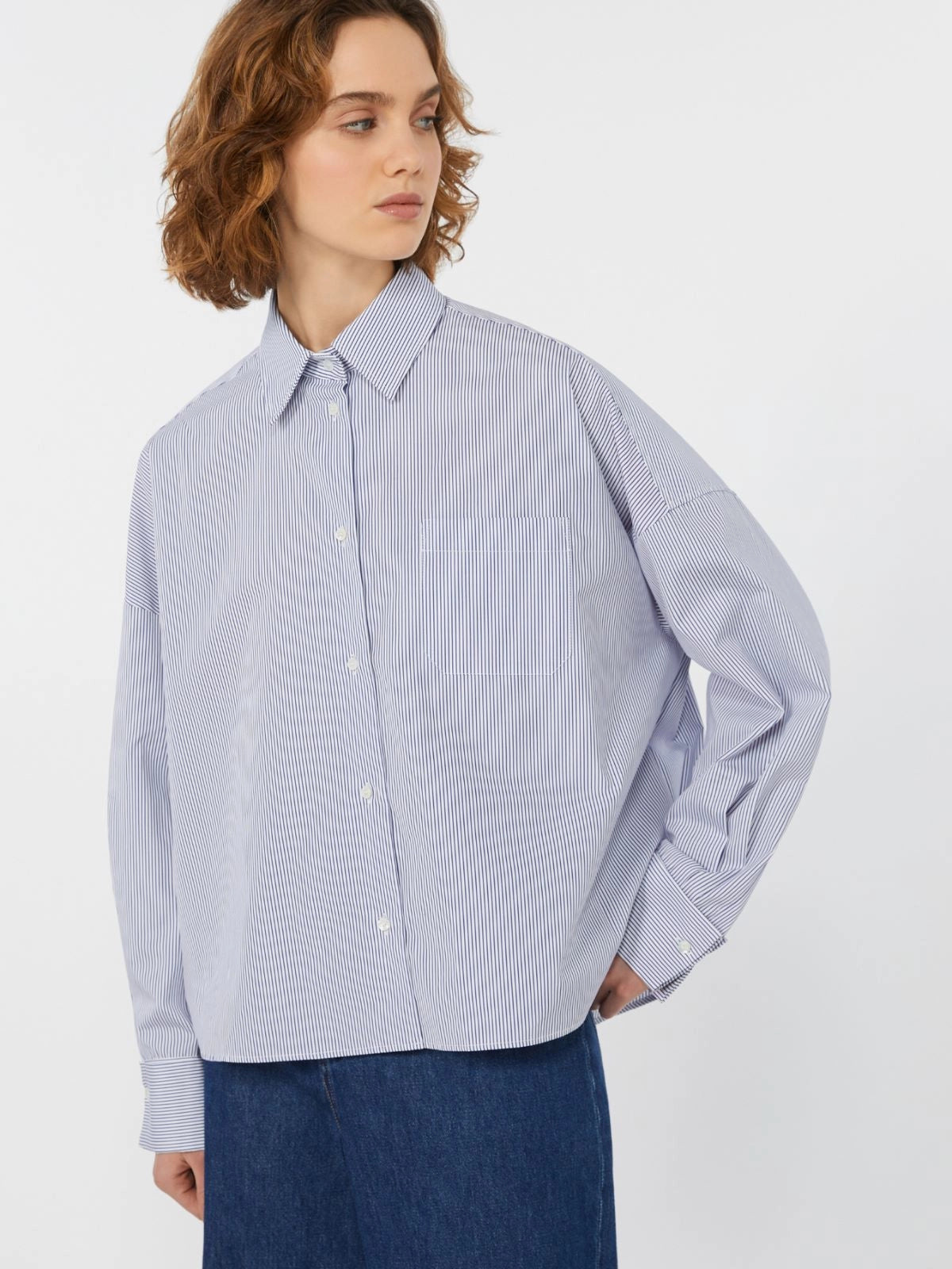 Oversized poplin shirt - NAVY