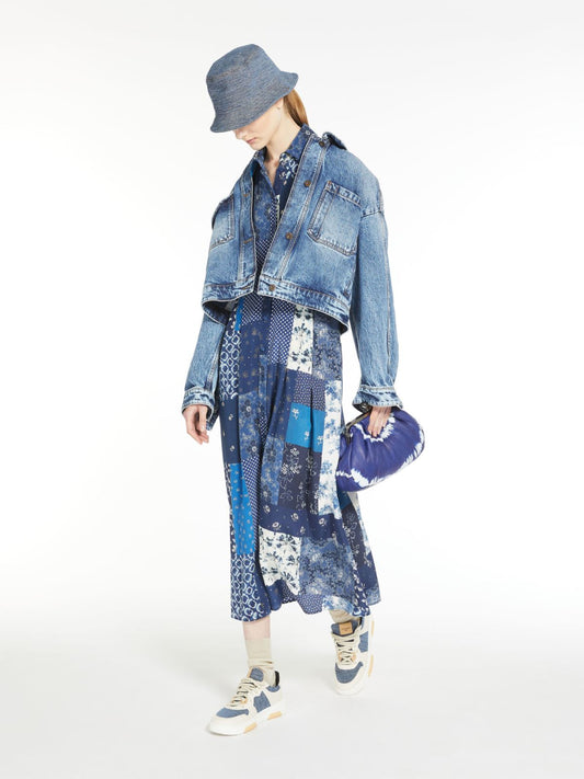 Maxmara Weekend vestido seda patchwork