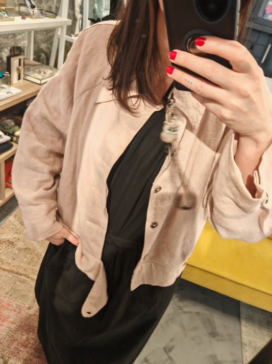 Bomber lino rosa palo